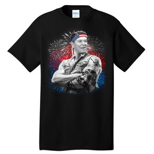 USA Fireworks Patriotic Ronald Reagan  Tall T-Shirt