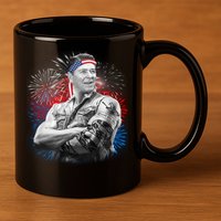 USA Fireworks Patriotic Ronald Reagan  11oz C Handle Ceramic Mug