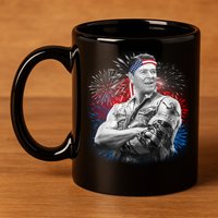 USA Fireworks Patriotic Ronald Reagan  11oz C Handle Ceramic Mug