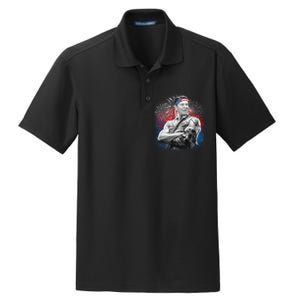 USA Fireworks Patriotic Ronald Reagan  Dry Zone Grid Polo