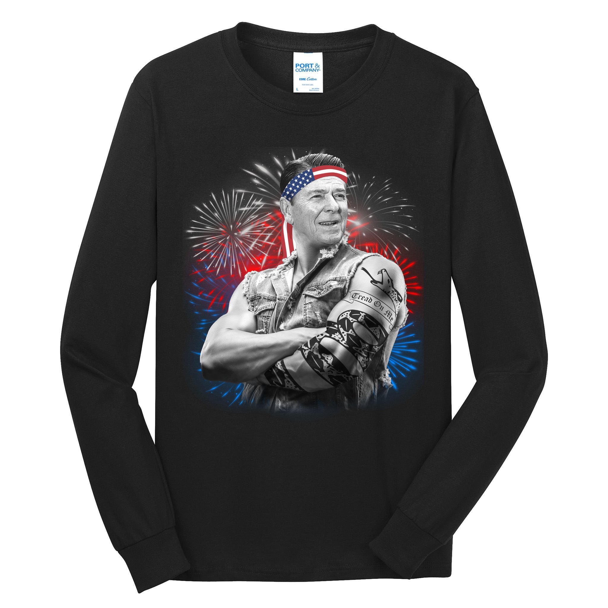 USA Fireworks Patriotic Ronald Reagan  Tall Long Sleeve T-Shirt