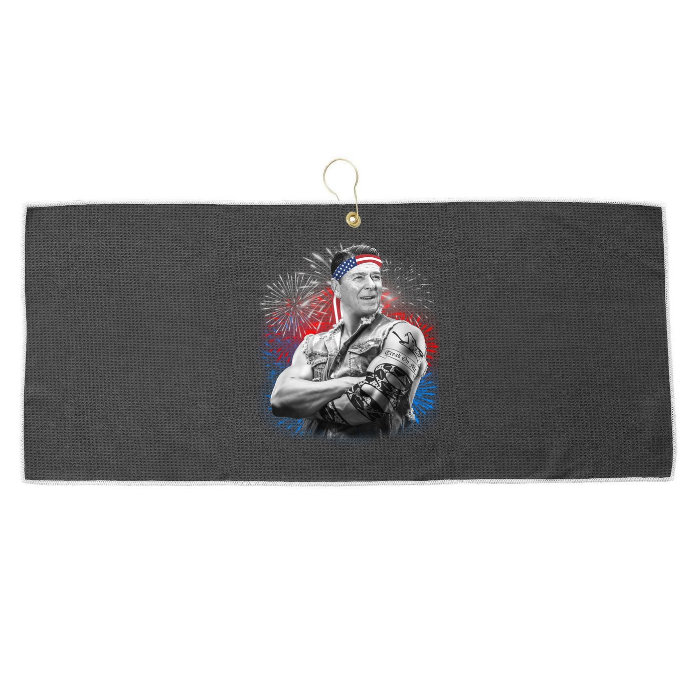 USA Fireworks Patriotic Ronald Reagan  Large Microfiber Waffle Golf Towel