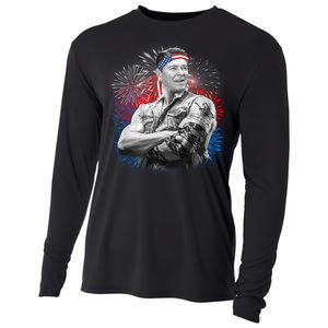 USA Fireworks Patriotic Ronald Reagan  Cooling Performance Long Sleeve Crew