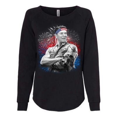 USA Fireworks Patriotic Ronald Reagan  Womens California Wash Sweatshirt