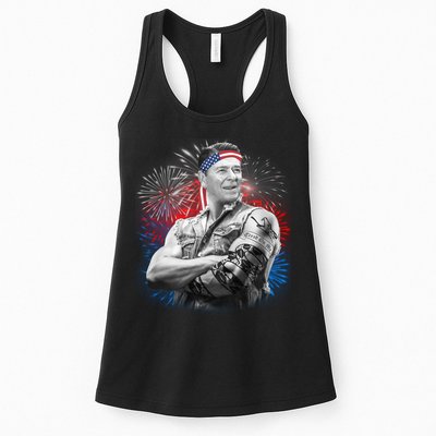 USA Fireworks Patriotic Ronald Reagan  Womens Tank Top