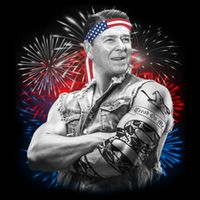 USA Fireworks Patriotic Ronald Reagan  Baby Bodysuit