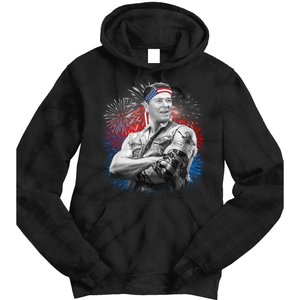 USA Fireworks Patriotic Ronald Reagan  Tie Dye Hoodie