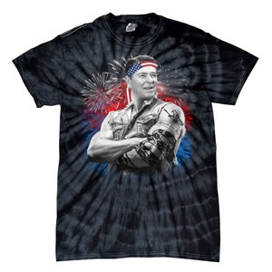 USA Fireworks Patriotic Ronald Reagan  Tie-Dye T-Shirt