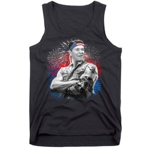 USA Fireworks Patriotic Ronald Reagan  Tank Top