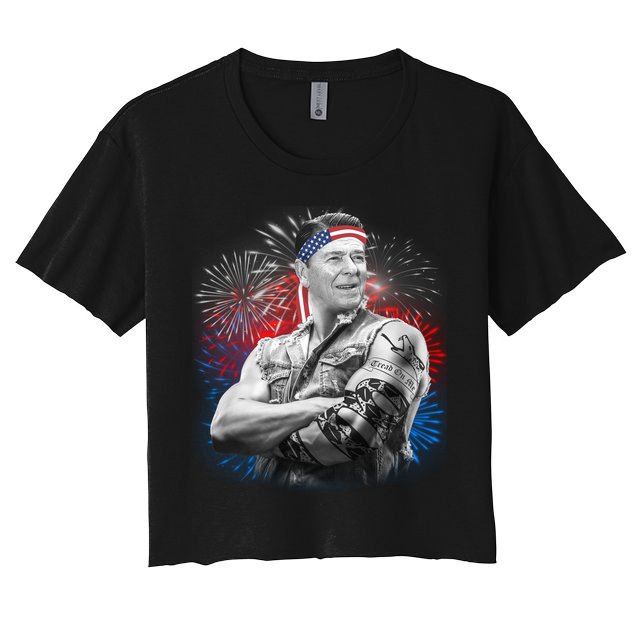 USA Fireworks Patriotic Ronald Reagan  Crop Top