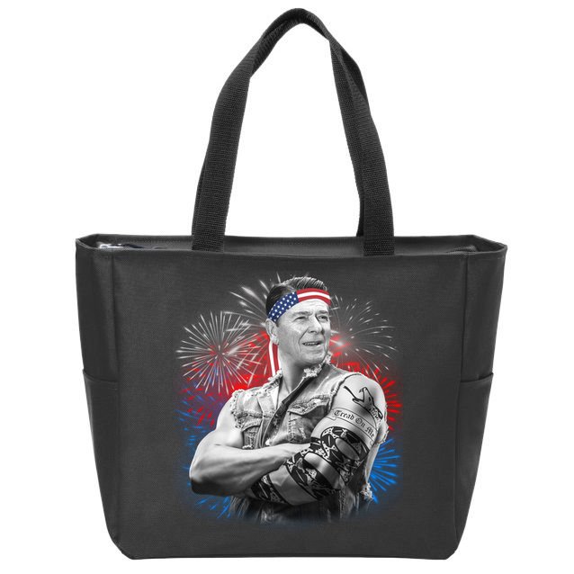 USA Fireworks Patriotic Ronald Reagan  Zip Tote Bag