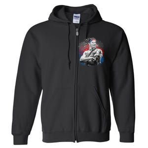 USA Fireworks Patriotic Ronald Reagan  Full Zip Hoodie