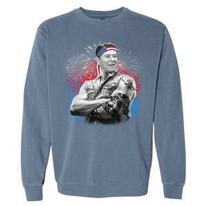 USA Fireworks Patriotic Ronald Reagan  Garment-Dyed Sweatshirt