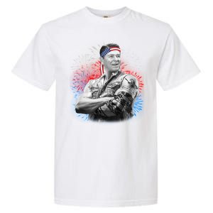 USA Fireworks Patriotic Ronald Reagan  Garment-Dyed Heavyweight T-Shirt