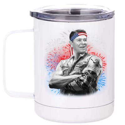 USA Fireworks Patriotic Ronald Reagan  12 oz Stainless Steel Tumbler Cup