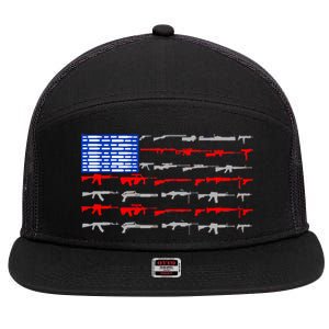 USA Flag: 2nd Amendment Gun Flag Rights 7 Panel Mesh Trucker Snapback Hat