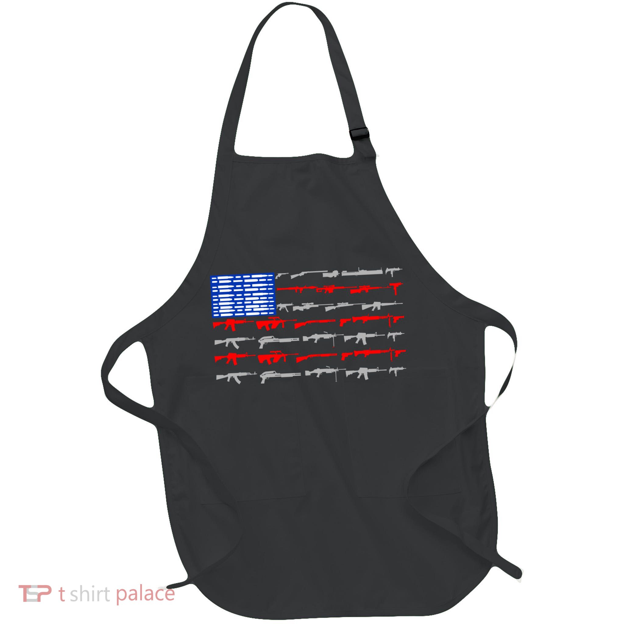 USA Flag: 2nd Amendment Gun Flag Rights Full-Length Apron With Pockets