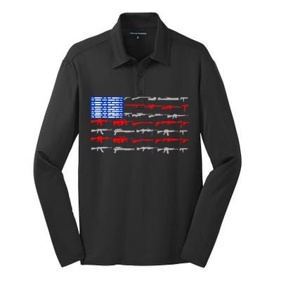 USA Flag: 2nd Amendment Gun Flag Rights Silk Touch Performance Long Sleeve Polo