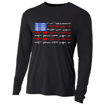 USA Flag: 2nd Amendment Gun Flag Rights Cooling Performance Long Sleeve Crew