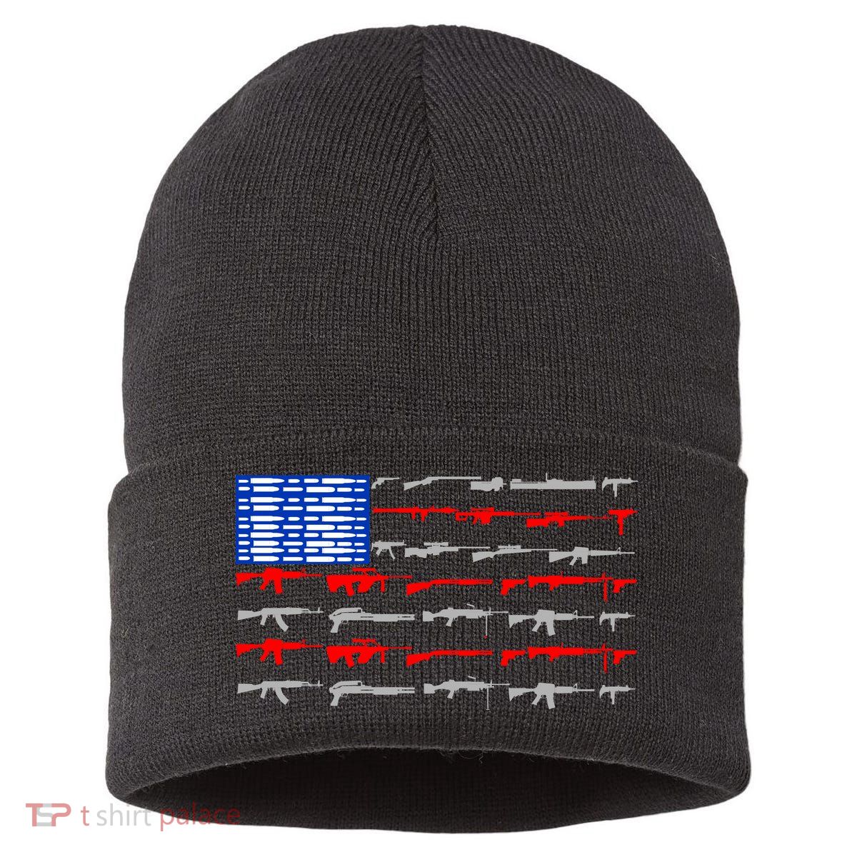 USA Flag: 2nd Amendment Gun Flag Rights Sustainable Knit Beanie