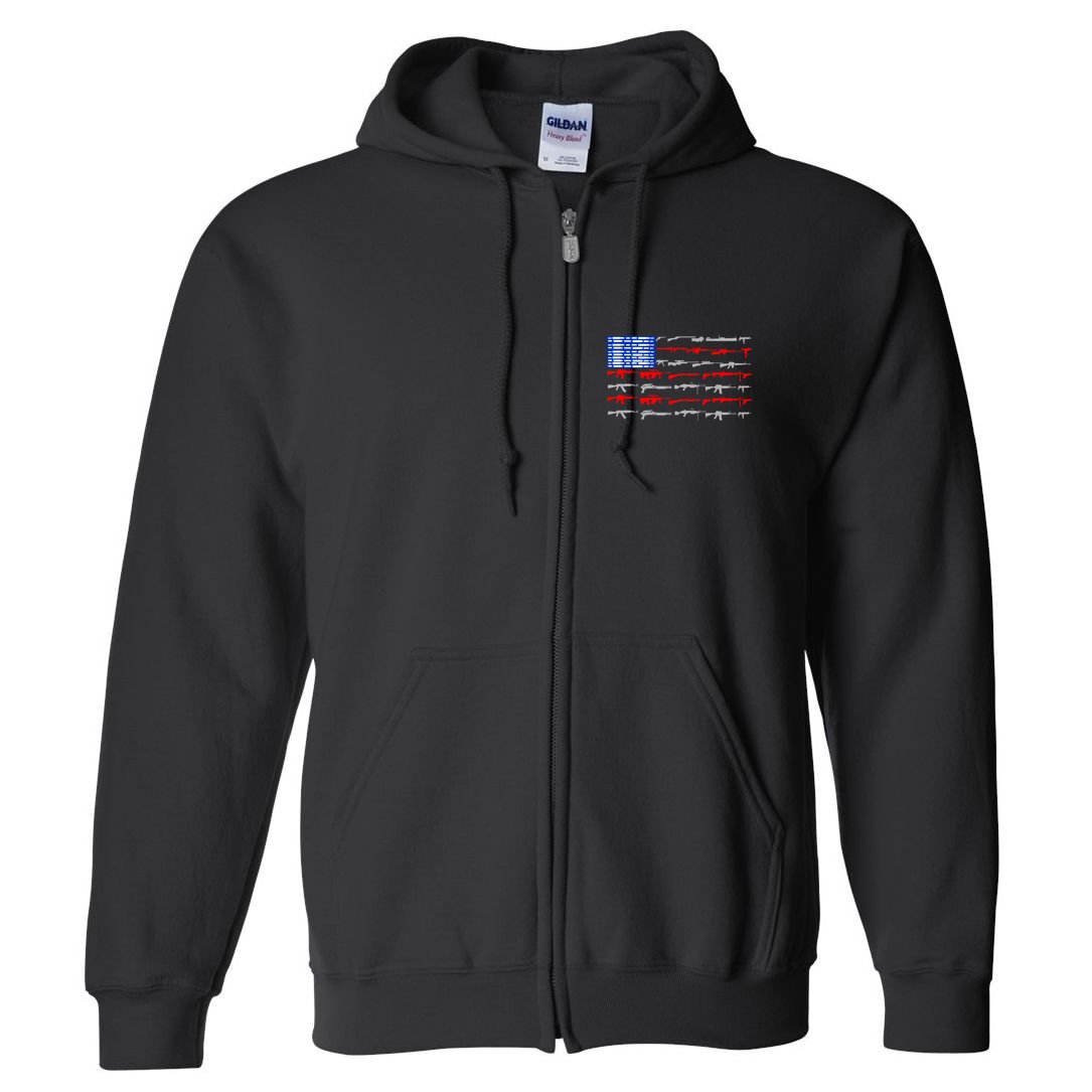 USA Flag: 2nd Amendment Gun Flag Rights Full Zip Hoodie