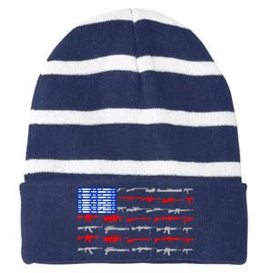 USA Flag: 2nd Amendment Gun Flag Rights Striped Beanie with Solid Band