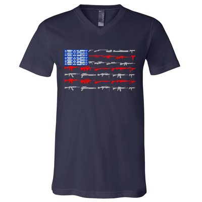 USA Flag: 2nd Amendment Gun Flag Rights V-Neck T-Shirt