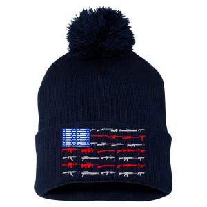 USA Flag: 2nd Amendment Gun Flag Rights Pom Pom 12in Knit Beanie