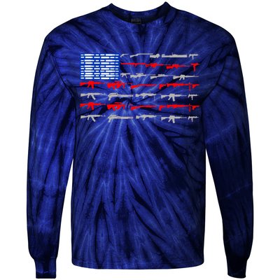 USA Flag: 2nd Amendment Gun Flag Rights Tie-Dye Long Sleeve Shirt