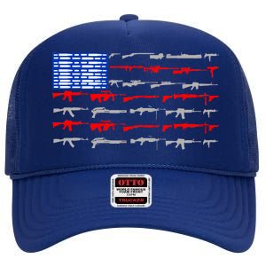 USA Flag: 2nd Amendment Gun Flag Rights High Crown Mesh Back Trucker Hat