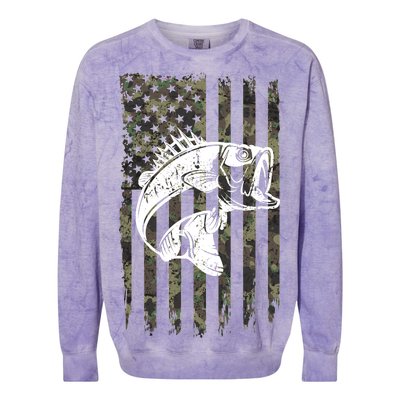 USA Flag Camo Camouflage Fish Colorblast Crewneck Sweatshirt