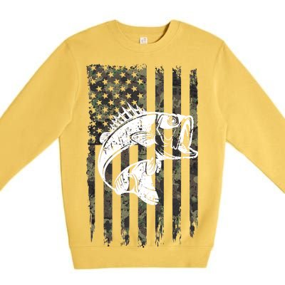 USA Flag Camo Camouflage Fish Premium Crewneck Sweatshirt