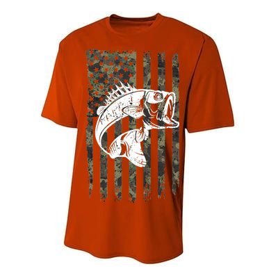 USA Flag Camo Camouflage Fish Performance Sprint T-Shirt