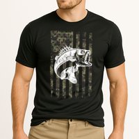USA Flag Camo Camouflage Fish Cooling Performance Crew T-Shirt