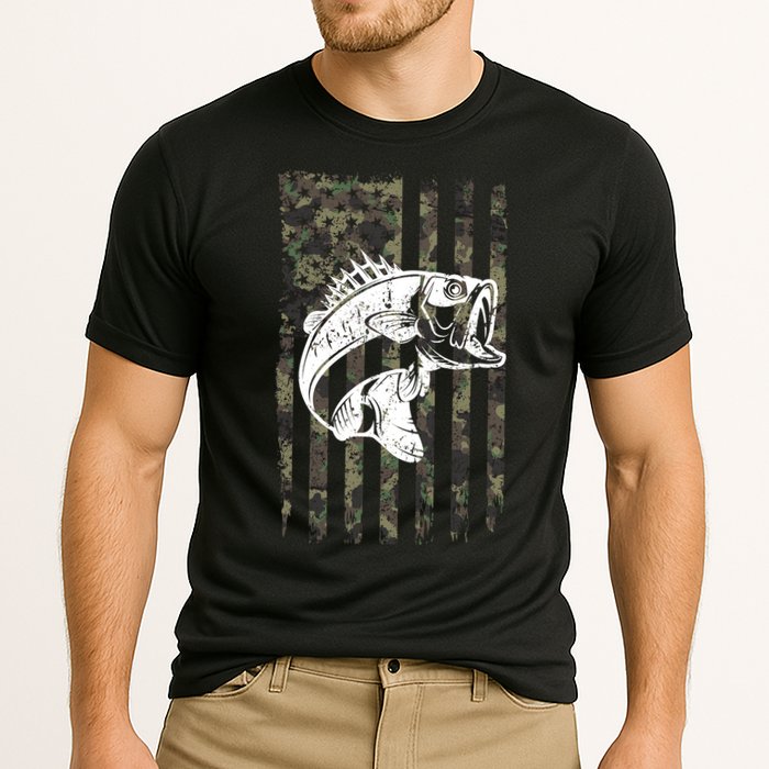 USA Flag Camo Camouflage Fish Cooling Performance Crew T-Shirt
