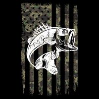 USA Flag Camo Camouflage Fish Cooling Performance Crew T-Shirt