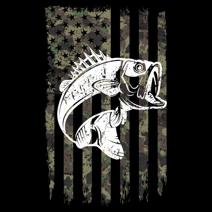USA Flag Camo Camouflage Fish Cooling Performance Crew T-Shirt