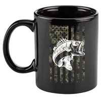 USA Flag Camo Camouflage Fish 11oz C Handle Ceramic Mug