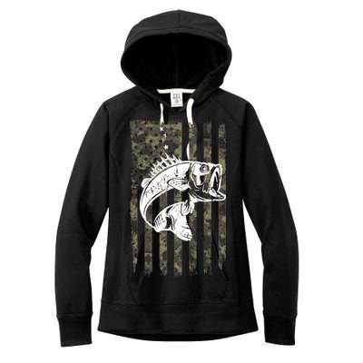 USA Flag Camo Camouflage Fish Women's Fleece Hoodie