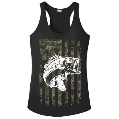 USA Flag Camo Camouflage Fish Ladies PosiCharge Competitor Racerback Tank