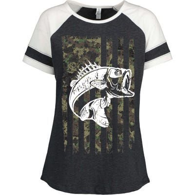 USA Flag Camo Camouflage Fish Enza Ladies Jersey Colorblock Tee