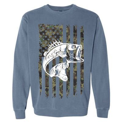 USA Flag Camo Camouflage Fish Garment-Dyed Sweatshirt