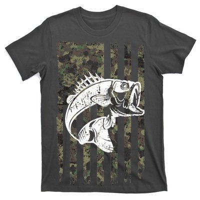 USA Flag Camo Camouflage Fish T-Shirt