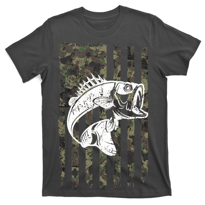 USA Flag Camo Camouflage Fish T-Shirt