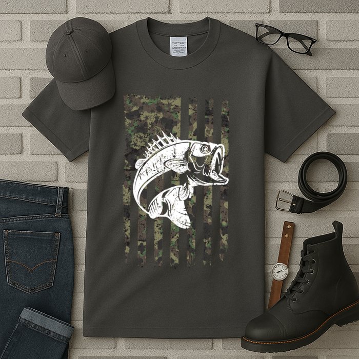 USA Flag Camo Camouflage Fish Tall T-Shirt