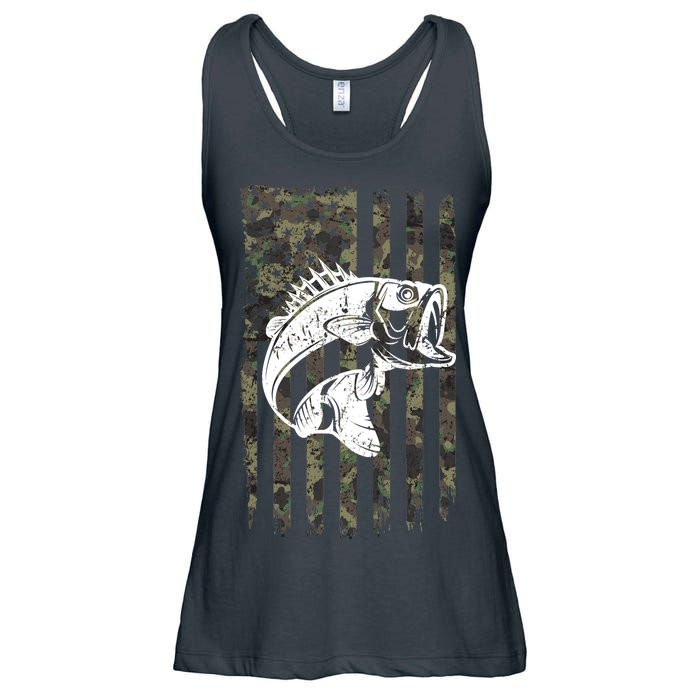 USA Flag Camo Camouflage Fish Ladies Essential Flowy Tank