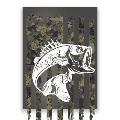 USA Flag Camo Camouflage Fish Poster