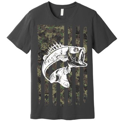 USA Flag Camo Camouflage Fish Premium T-Shirt