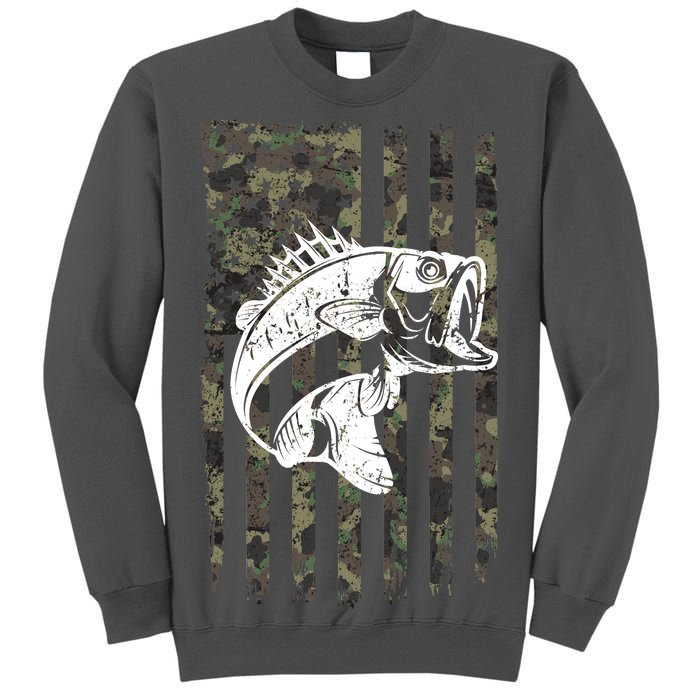 USA Flag Camo Camouflage Fish Tall Sweatshirt