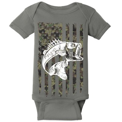 USA Flag Camo Camouflage Fish Baby Bodysuit